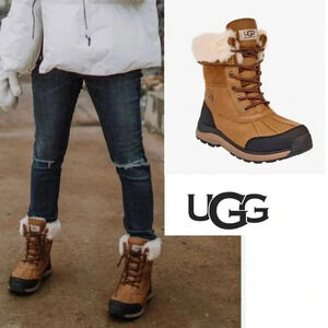 UGG Women's Adirondack III Short Winter Leather Wool Boot Chestnut Brown size 8